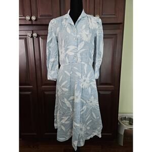 Stuart Allen Petites Vintage Rockabilly Light Blue Floral Dress Sz 8